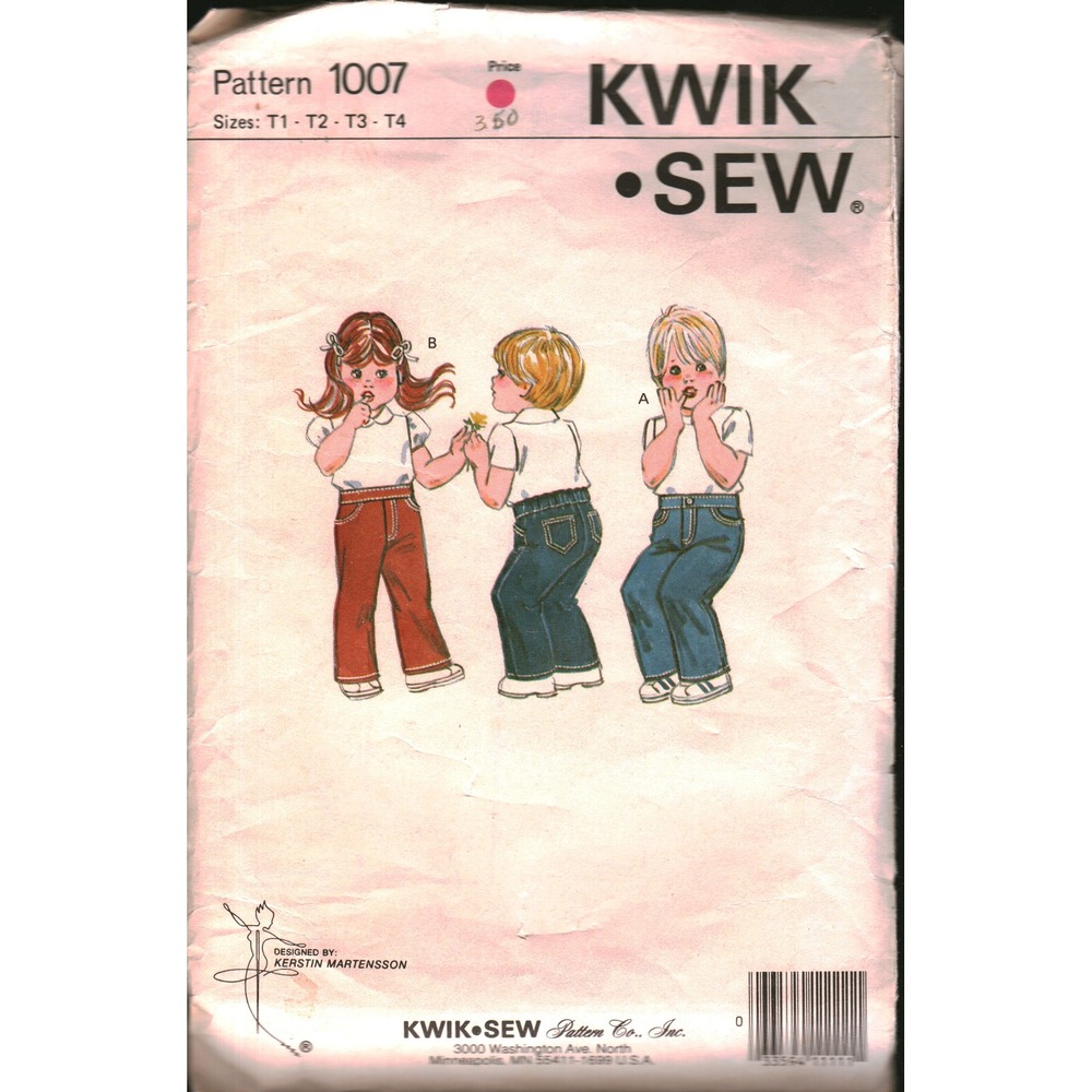 Kwik Sew 1007 Vintage Toddler Pants Sewing Pattern Kerstin Martensson Size T1-T4